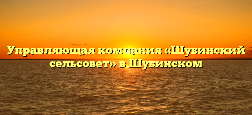 Управляющая компания «Шубинский сельсовет» в Шубинском