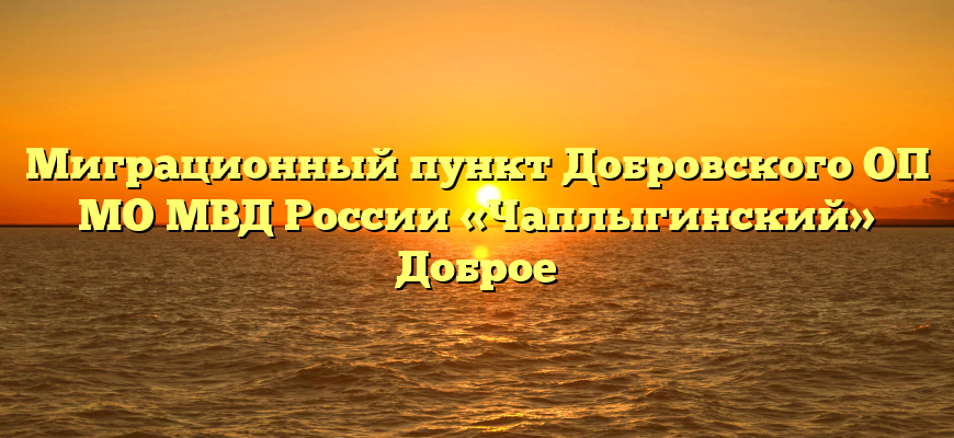 Миграционный пункт Добровского ОП МО МВД России «Чаплыгинский» Доброе