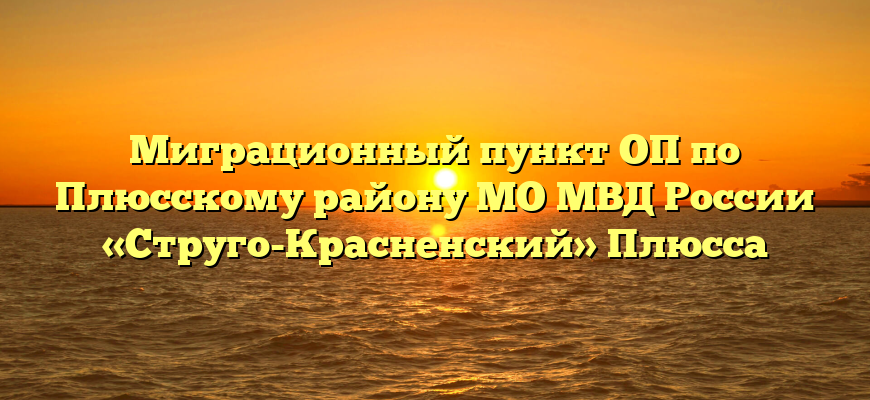 Миграционный пункт ОП по Плюсскому району МО МВД России «Струго-Красненский» Плюсса