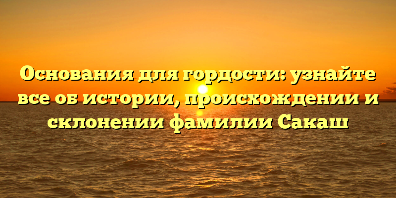 Основания для гордости: узнайте все об истории, происхождении и склонении фамилии Сакаш