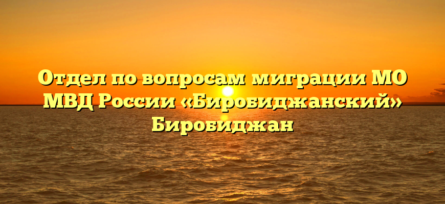 Отдел по вопросам миграции МО МВД России «Биробиджанский» Биробиджан