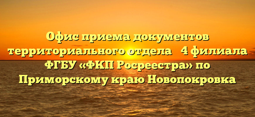 Офис приема документов территориального отдела № 4 филиала ФГБУ «ФКП Росреестра» по Приморскому краю Новопокровка