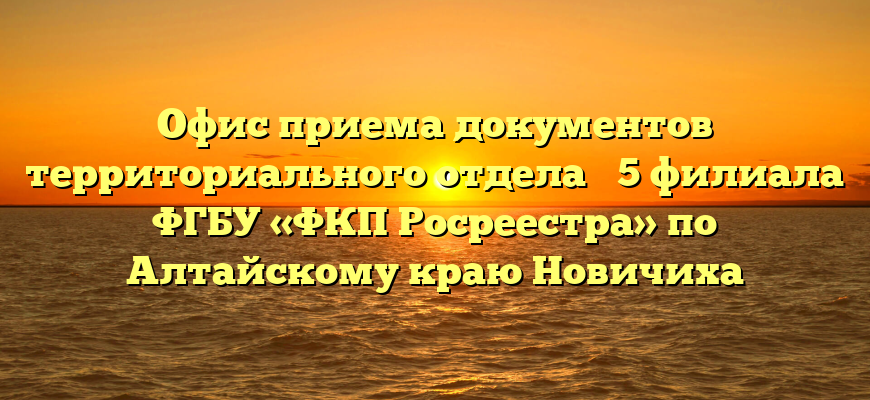 Офис приема документов территориального отдела № 5 филиала ФГБУ «ФКП Росреестра» по Алтайскому краю Новичиха
