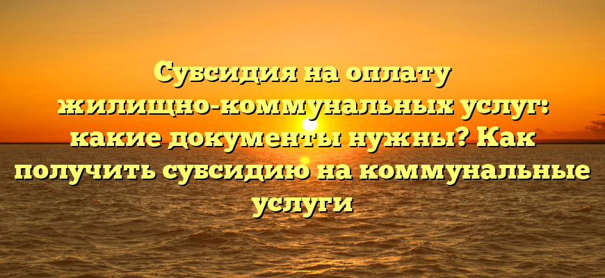 Субсидия на оплату жилищно-коммунальных услуг: какие документы нужны? Как получить субсидию на коммунальные услуги