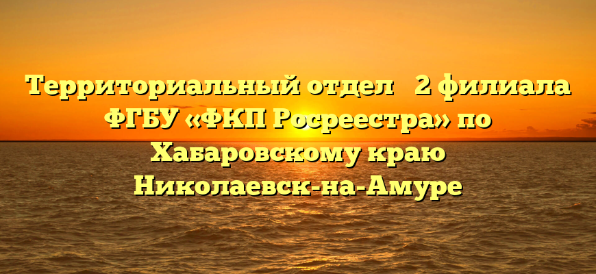 Территориальный отдел № 2 филиала ФГБУ «ФКП Росреестра» по Хабаровскому краю Николаевск-на-Амуре