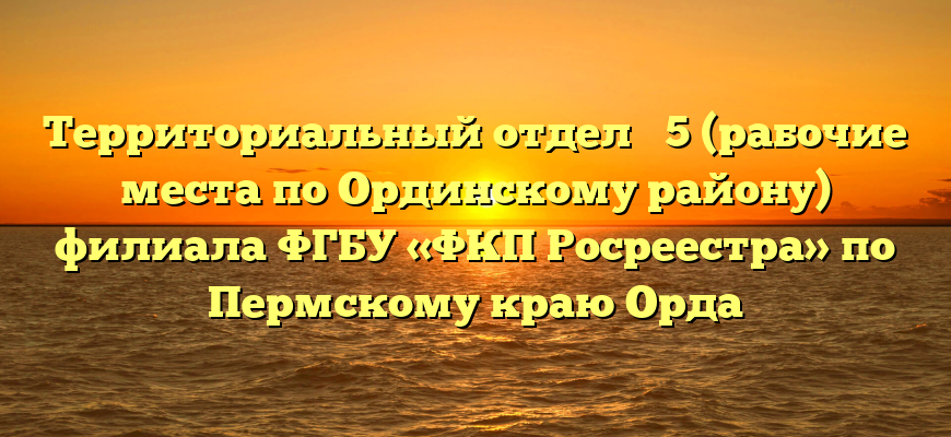 Территориальный отдел № 5 (рабочие места по Ординскому району) филиала ФГБУ «ФКП Росреестра» по Пермскому краю Орда
