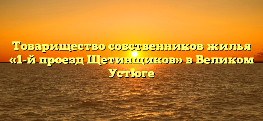 Товарищество собственников жилья «1-й проезд Щетинщиков» в Великом Устюге