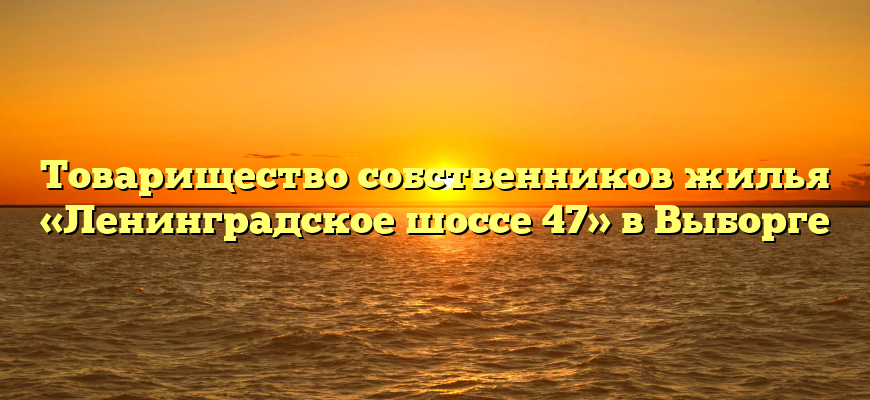 Товарищество собственников жилья «Ленинградское шоссе 47» в Выборге