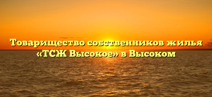 Товарищество собственников жилья «ТСЖ Высокое» в Высоком