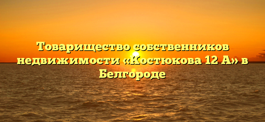 Товарищество собственников недвижимости «Костюкова 12 А» в Белгороде