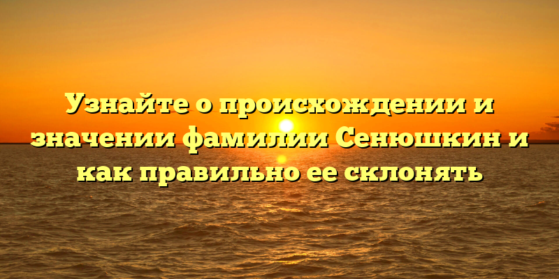 Узнайте о происхождении и значении фамилии Сенюшкин и как правильно ее склонять