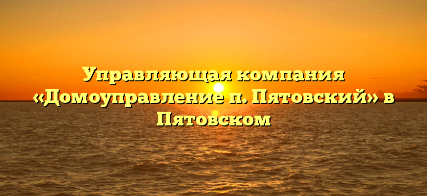 Управляющая компания «Домоуправление п. Пятовский» в Пятовском