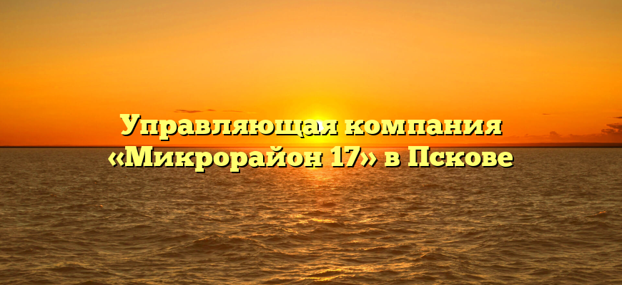 Управляющая компания «Микрорайон 17» в Пскове