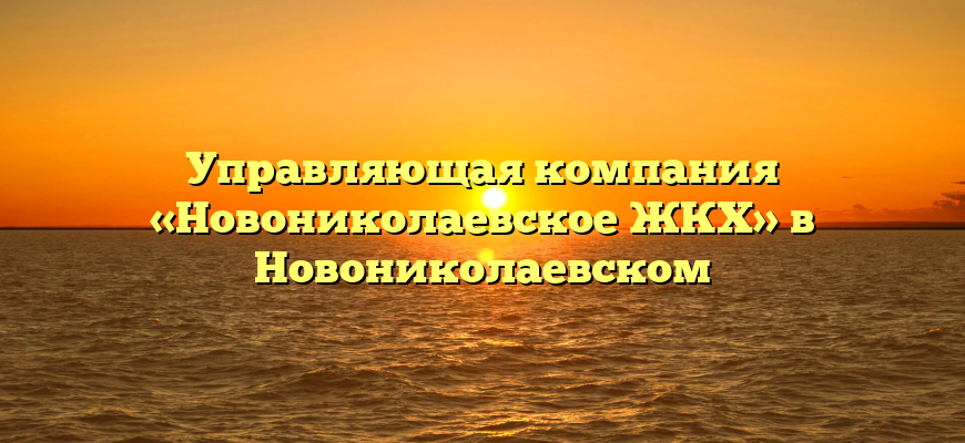 Управляющая компания «Новониколаевское ЖКХ» в Новониколаевском