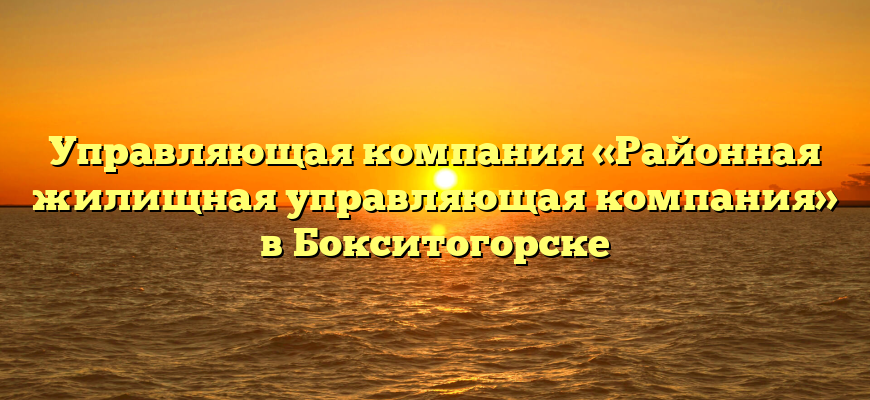 Управляющая компания «Районная жилищная управляющая компания» в Бокситогорске