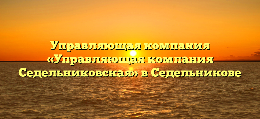 Управляющая компания «Управляющая компания Седельниковская» в Седельникове