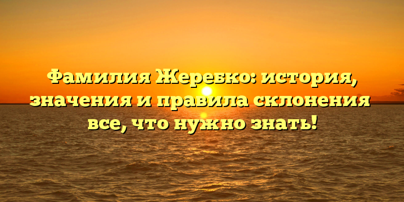 Фамилия Жеребко: история, значения и правила склонения ─ все, что нужно знать!
