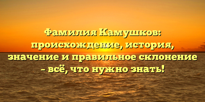 Фамилия Камушков: происхождение, история, значение и правильное склонение – всё, что нужно знать!