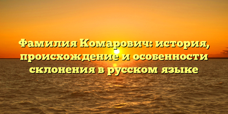 Фамилия Комарович: история, происхождение и особенности склонения в русском языке
