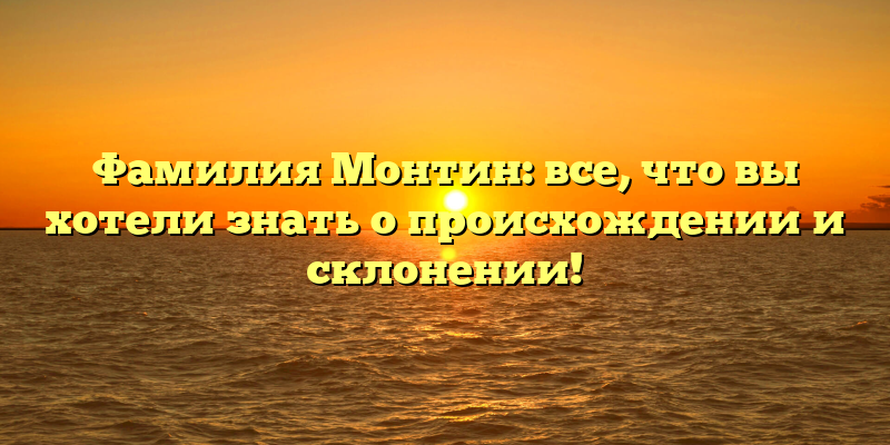 Фамилия Монтин: все, что вы хотели знать о происхождении и склонении!