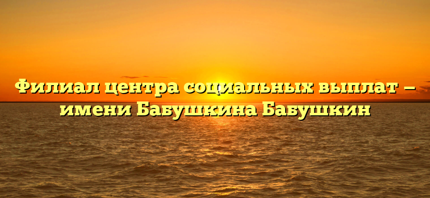 Филиал центра социальных выплат — имени Бабушкина Бабушкин