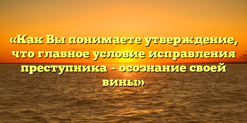 «Как Вы понимаете утверждение, что главное условие исправления преступника – осознание своей вины»