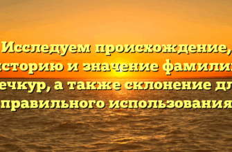 Исследуем происхождение, историю и значение фамилии Печкур, а также склонение для правильного использования