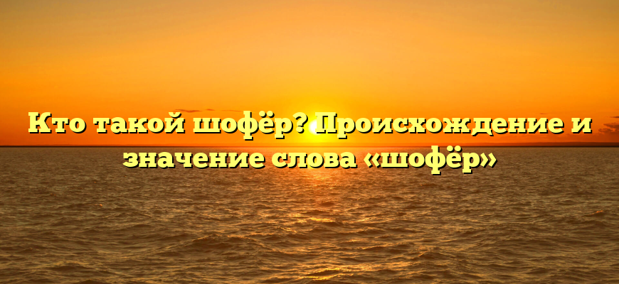 Кто такой шофёр? Происхождение и значение слова «шофёр»