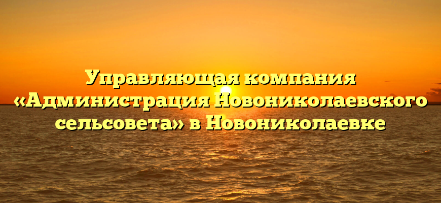 Управляющая компания «Администрация Новониколаевского сельсовета» в Новониколаевке
