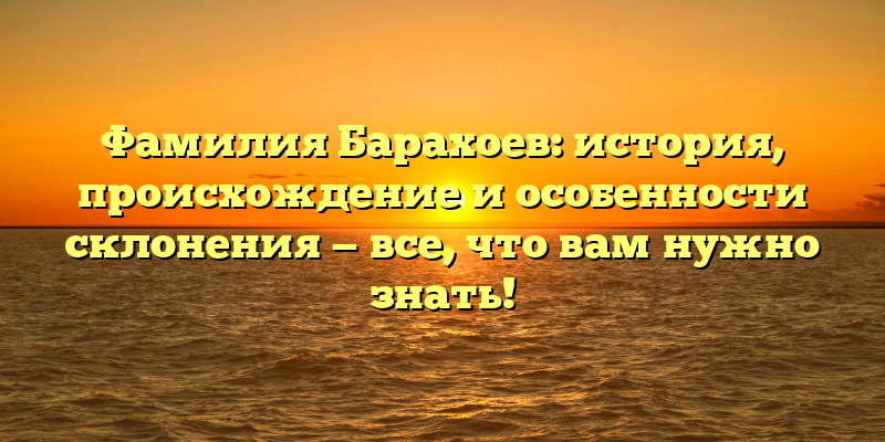 Фамилия Барахоев: история, происхождение и особенности склонения — все, что вам нужно знать!