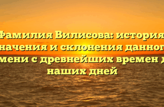 Фамилия Вилисова: история, значения и склонения данного имени с древнейших времен до наших дней