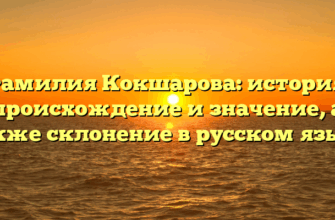 Фамилия Кокшарова: история, происхождение и значение, а также склонение в русском языке