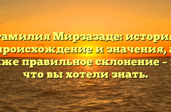 Фамилия Мирзазаде: история, происхождение и значения, а также правильное склонение – все, что вы хотели знать.