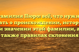 Фамилия Пюро: всё, что нужно знать о происхождении, истории и значении этой фамилии, а также правилах склонения