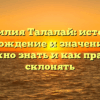 Фамилия Талалай: история, происхождение и значение — все, что нужно знать и как правильно склонять