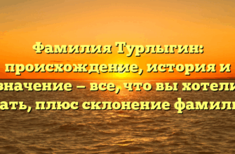 Фамилия Турлыгин: происхождение, история и значение — все, что вы хотели знать, плюс склонение фамилии