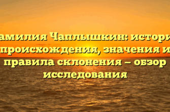 Фамилия Чаплышкин: история происхождения, значения и правила склонения — обзор исследования