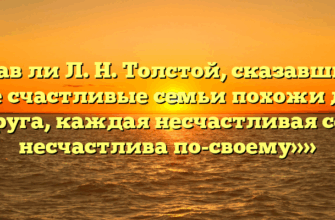 «Прав ли Л. Н. Толстой, сказавший — «Все счастливые семьи похожи друг на друга, каждая несчастливая семья несчастлива по-своему»»