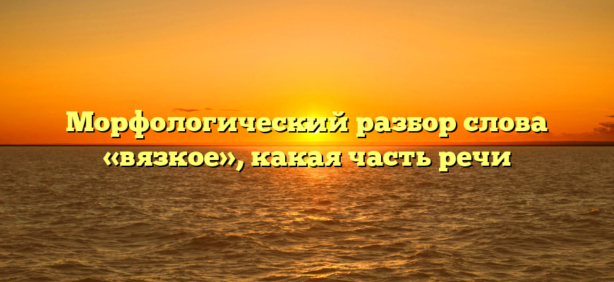 Морфологический разбор слова «вязкое», какая часть речи