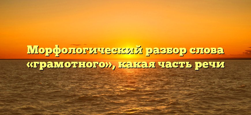 Морфологический разбор слова «грамотного», какая часть речи
