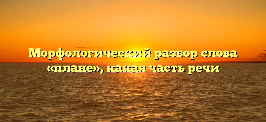 Морфологический разбор слова «плане», какая часть речи