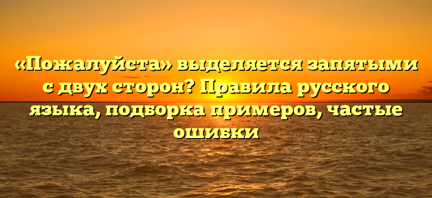 «Пожалуйста» выделяется запятыми с двух сторон? Правила русского языка, подборка примеров, частые ошибки
