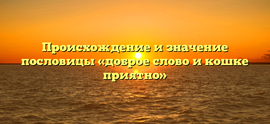 Происхождение и значение пословицы «доброе слово и кошке приятно»